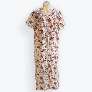 Retro Chrysanthemum Gown Or Dress Bold Black & Red Floral ~ 3XL